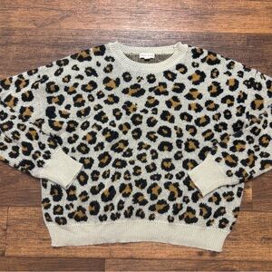 Knox Rose Cream and Black Leopard Print Sweater